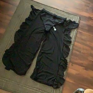 Plain Bikini Panty With Ruffle Trim Cover Up Pants